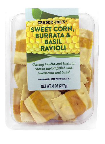 sweet-corn, burrata, and basil ravioli